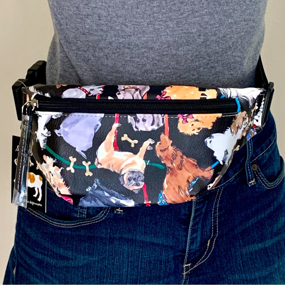 Dog Print Dog Lovers Adjustable Waist Bag Fanny Pack by Sydney Love NWT